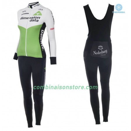 Maillot Cyclisme Hiver + Collant à Bretelles 2018 Dimension Data Femme N001